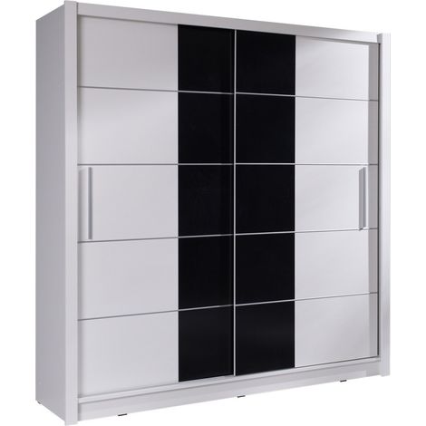 Armadio con 2 porte scorrevoli - bianco e nero - Collezione BRESCIA