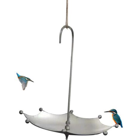 Mangeoire à Oiseaux Vintage en Forme de Parapluie - Fontaine et Plateau Suspendu pour Jardin Extérieur (1/5)