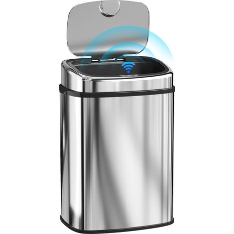 HOMCOM Cestino con Sensore a Infrarossi da 50L in Acciaio Inox, Argento (1/5)
