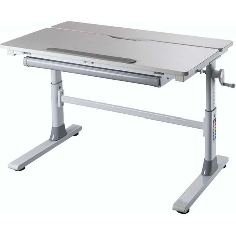 Bureau enfant technique réglable en hauteur blanc en MDF et piètement en métal - TECHNIK