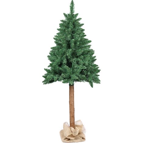 Sapin de Noël artificiel 160 cm - sapin avec tronc en bois (1/5)