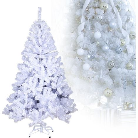 SWANEW Albero di Natale artificiale. albero abete. tronco bianco. materiale in PVC. incluso supporto in legno. albero di Natale da 210 cm (1/5)