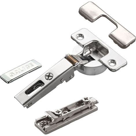 2 x Salice Topfband Serie 700 mit Dämpfer im Topf 110° Bohrbild T45 Eckanschlag inkl. Linear-Montageplatte Höhe 3 mm mit Euroschrauben, Exzenterverstellung, Abdeckkappen Schrankscharnier von SOTECH (1/5)