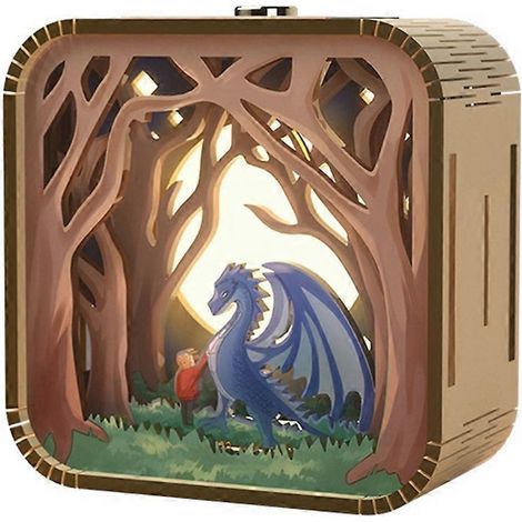 Veilleuse tactile en bois, style dessin animé, à monter soi-même, avec veilleuse stéréo et lumières d'ambiance. Idéale pour les cadeaux de fin d'études, cette veilleuse est un cadeau de guerrier/drago (1/5)