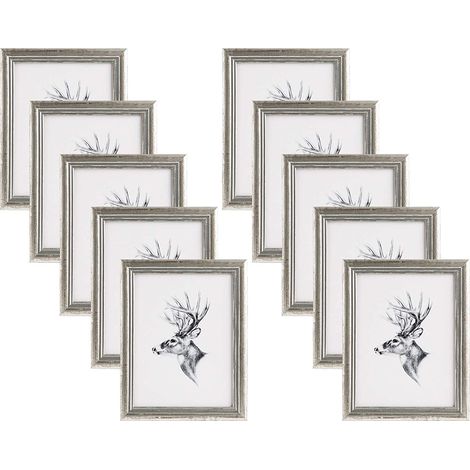 WOLTU 10x Cadre Photo 21x29, 7cm A4 Cadre en Bois et Verre décoration Maison Artos Style Argent (1/5)
