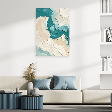 Wandbild Abstrakte Imitation von Farbe in Beige und Türkistönen 40x60