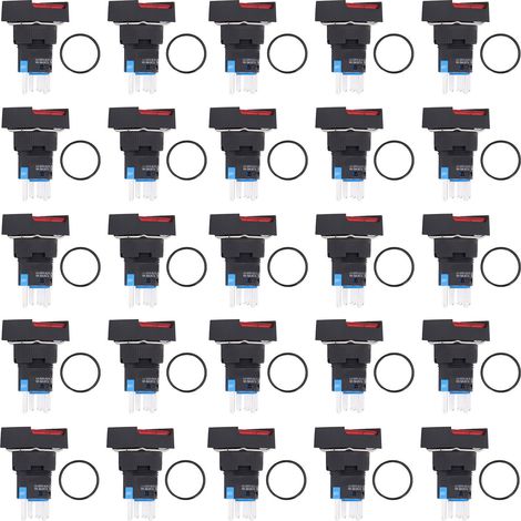 25 Boutons Poussoirs 16mm Carrés Lumineux Rouge Auto-Verrouillage/Momentané Kit 24V (1/5)