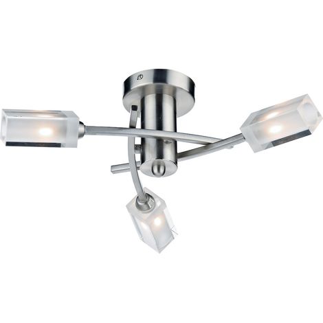 DAR MORGAN - Plafonnier semi-affleurant Chrome satiné, 3x G9 (1/4)