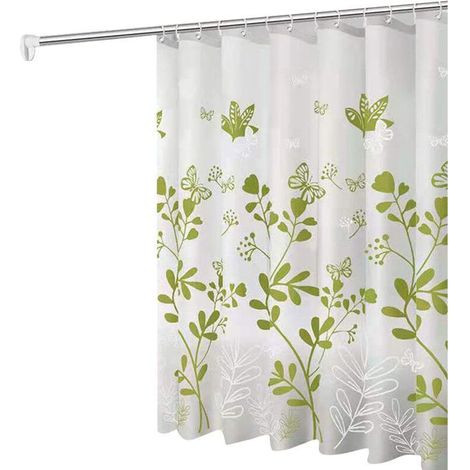 Rideau de Douche Large en Polyester Imperméable - Imprimé Vagues/Plage - avec Doublure et 12 Crochets Blancs - Plusieurs Tailles Disponibles