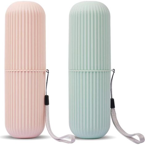 Étui et porte-brosse à dents de voyage Heldig, lot de 2, portable, pour voyages d'affaires, avec porte-gobelet et organisateur pour les déplacements et l'usage quotidien.