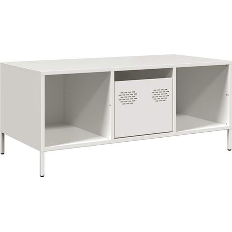 Maison Exclusive - Mesa de centro acero laminado en frío blanco 1