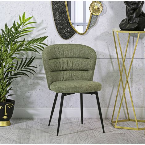 Dmora - Juego de 2 sillas Bitritto, Sentarse en el interior, Silla acolchada, Sillón multiusos, 58x61 h85 cm, Negro y Verde (1/5)