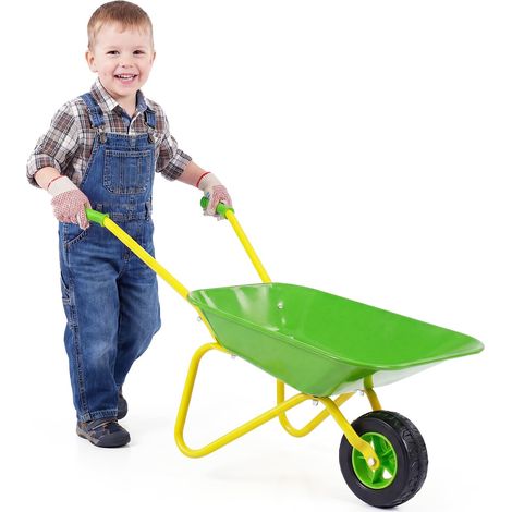 Brouette pour Enfants - en métal - Charge maximale : 10 kg - pour Enfants à partir de 2 Ans - pour l'intérieur et l'extérieur - Vert (1/5)