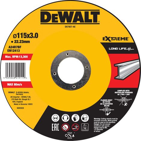 Disco de corte cóncavo para metal 115 x 3 x 22.23mm Dewalt DX7927-AE