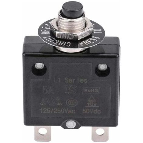 Disjoncteur 10A Interrupteur thermique de réinitialisation en option, 125-250V AC 50V DC Disjoncteur à bouton-poussoir de protection contre les surcharges de courant (1/5)