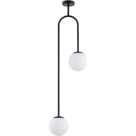Plafonnier noir avec deux boules blanches (vectoriel 2xE14 10W ALF62448 Alfa)
