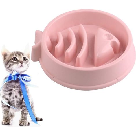 MINKUROW Ciotola Per Alimentazione Lenta Per Cani, Ciotola Anti-Glutone Per Gatti Di Piccole E Medie Dimensioni - Forma A Spina Di Pesce - Antiscivolo(Rosa) (1/5)