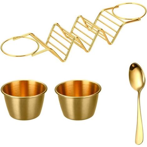 Soporte para tacos: con capacidad para 3 tacos，acero，oro (1/2)