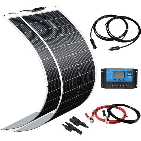 Kit de panneaux solaires WUZECK, conception flexible de 200W, comprend un contrôleur de charge de 20A (1/2)