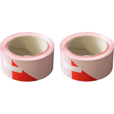 Lot de 2 bandes de chantier 50 mm x 100 m - Rouge et Blanc - Soppec (1/3)