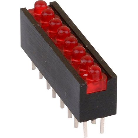 Mentor Display a LED multiplo Z.2080G Modulo LED 9.85 mm Verde 2 mm 17 mcd 20 mA 2.2 V S=8-bin, RM=2,54 (1/2)