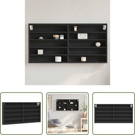 Rangement - Armoire à vitrine noir 100x8,5x50 cm bois d'ingénierie (1/5)