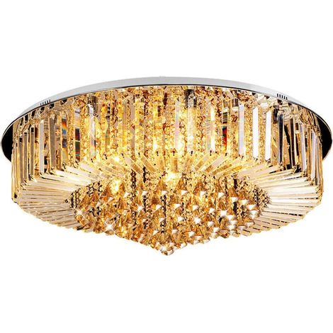 Gojoy – Lustre moderne rond E14 à cristaux – Dimmable LED avec télécommande – Plafonnier encastré 50cm – Pour salle à manger, salon, chambre (1/5)