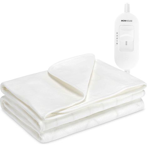 MONHOUSE Electric Blanket - Heated Under Blanket - 3 Heat Settings - Single 65x135xm - White
