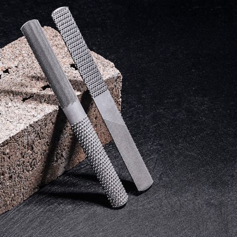 Lot de 2 limes 4-en-1 en acier au carbone haute dureté pour bois, 4 faces : râpes fine et grosse pour surfaces courbes et planes