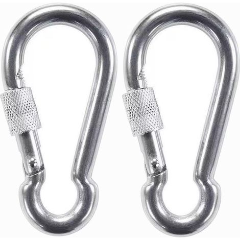 Mousquetons d'escalade d'extérieur, mousquetons à ressort en fer galvanisé, mousquetons de sécurité, attaches de chaîne, anneaux porte-clés, crochets, pinces d'escalade (1/5)