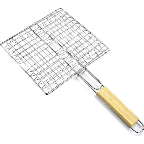 Grillgitter-Clip, langer Griff, vielseitig einsetzbar, Eisengitter-Griff, quadratischer Griff, vier Hamburger-Clips, 23 x 21 cm