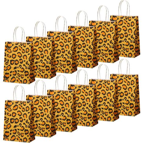 Lot de 12 Sacs Cadeaux en Papier imprimé Animal sur Le thème des Animaux, Sacs à friandises sur Le thème de la Jungle, Sacs Cadeaux (1/4)