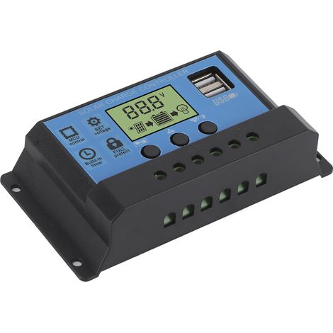 Contrôleur de charge/décharge solaire 12V/24V, écran LCD PWM, régulateur de sortie double USB, convient aux applications domestiques, industrielles et automobiles, 10A. (1/5)