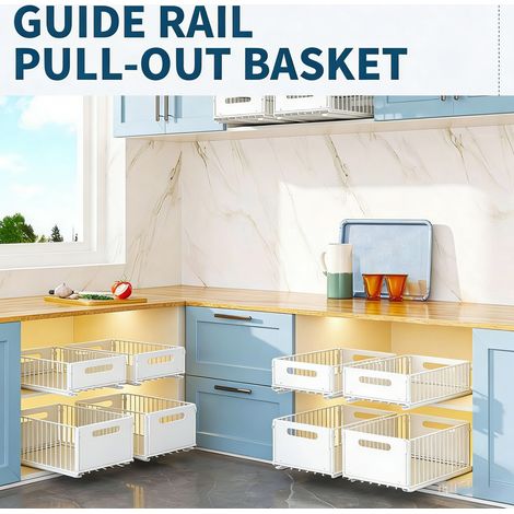 1PC Storage Rack Under The Sink In The Kitchen With Sliding Drawers For Compartmentalized Seasoning Storage In The Cabinet Under The Countertop Or Storing Items In The Bathroom (White Small) (1/5)