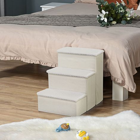 Scaletta per cani PawHut, 3 gradini, altezza 48 cm, scaletta pieghevole per animali domestici di piccola taglia e anziani, scaletta per gatti, rampa per cani, ausilio per l'ingresso in letto, divano,