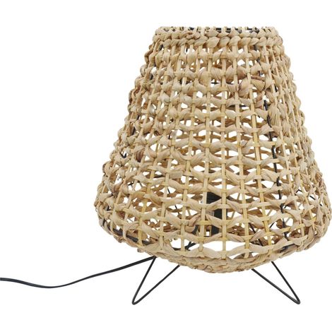 lampe de table en jacinthe d eau et métal style naturel - naturel tressé beige et noir (1/3)