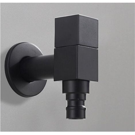 Robinet de Jardin Noir, Robinet Mural Carré en Cuivre G1/2 pour Machine à Laver, Balcon, Lavabo Évier de Salle De Bain, Robinets Extérieur, Filetage (1/5)