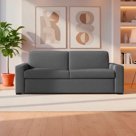 Divano letto 3 posti Flash tessuto Queens colore cenere 200x98x86h (1/5)