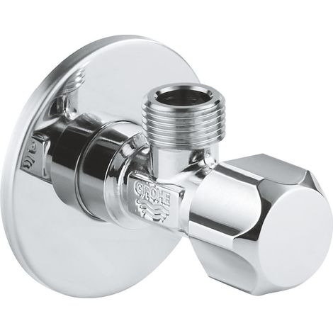 Grohe – Vanne équerre d'arrêt 1/2 pouce – Laiton avec chambre à graisse et double joint torique – Système d'arrêt automatique – 22032000