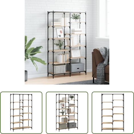 Rangement - Bibliothèque chêne sonoma 100x32x170cm bois d'ingénierie et fer (1/5)