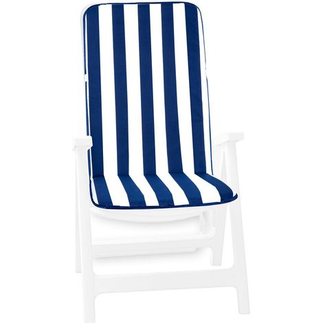 Emmevi Mv S.P.A. – Coussin de chaise pliable 77x45cm – Tissu coton/polyester rembourré – Épaisseur 3cm – Motif rayé bleu pour intérieur et extérieur (1/5)