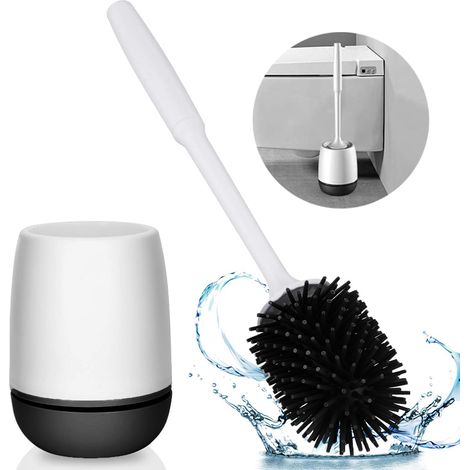 Brosse Wc - Tete En Silicone Souple - Support Mural Inclus - Pour Cuvette De Toilette - 1 Piece (1/5)