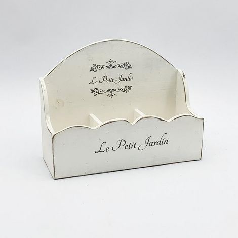 Shabby Frilly Box - Wood - L8 x W35 x H35 cm - White