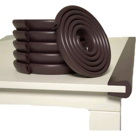 Protection de bord de meuble en forme de U, tapis de sécurité en mousse, convient aux coins des murs, meubles, tables, etc., pour la protection de la sécurité des enfants, 4 mètres de long, marron. (1/5)