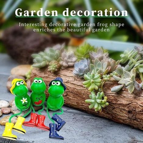3 pièces Statue de Jardin - Décoration - Grenouille en Résine - Vert - Yoga - Méditation (1/5)