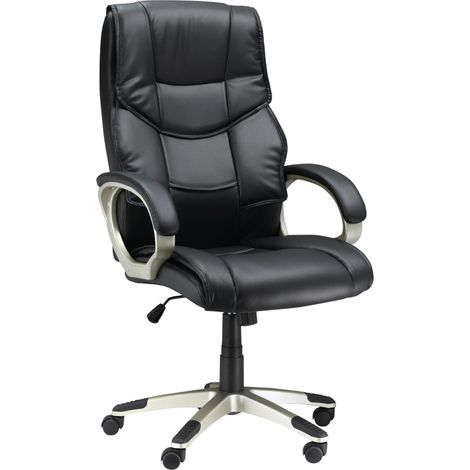 Sedia da ufficio ergonomica nera regolabile in altezza con funzione basculante (1/5)