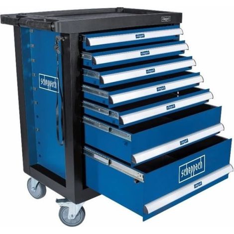 Scheppach – Servante d'atelier roulante 70 outils – 7 tiroirs – Châssis robuste – Roues mobiles pour déplacements faciles – Charge maximale 300kg (1/3)