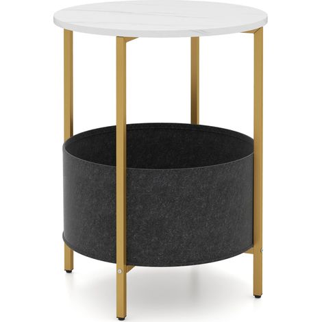 Table d’appoint ronde 44 x 44 x 61 cm multifonctionnelle avec rangement pratique moderne en métal noir