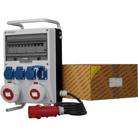 Tableau électrique de chantier sur pied avec câble TD-S/FI SKHU 32 A 16 A IP67 4x230 V Schuko Doktorvolt DV-0106-D (1/3)