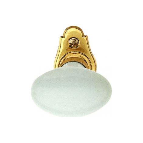 Ouvre&Déco – Bouton de fenêtre en porcelaine blanche – Laiton poli – Entraxe 43mm – Saillie 58mm – Accessoires fournis
